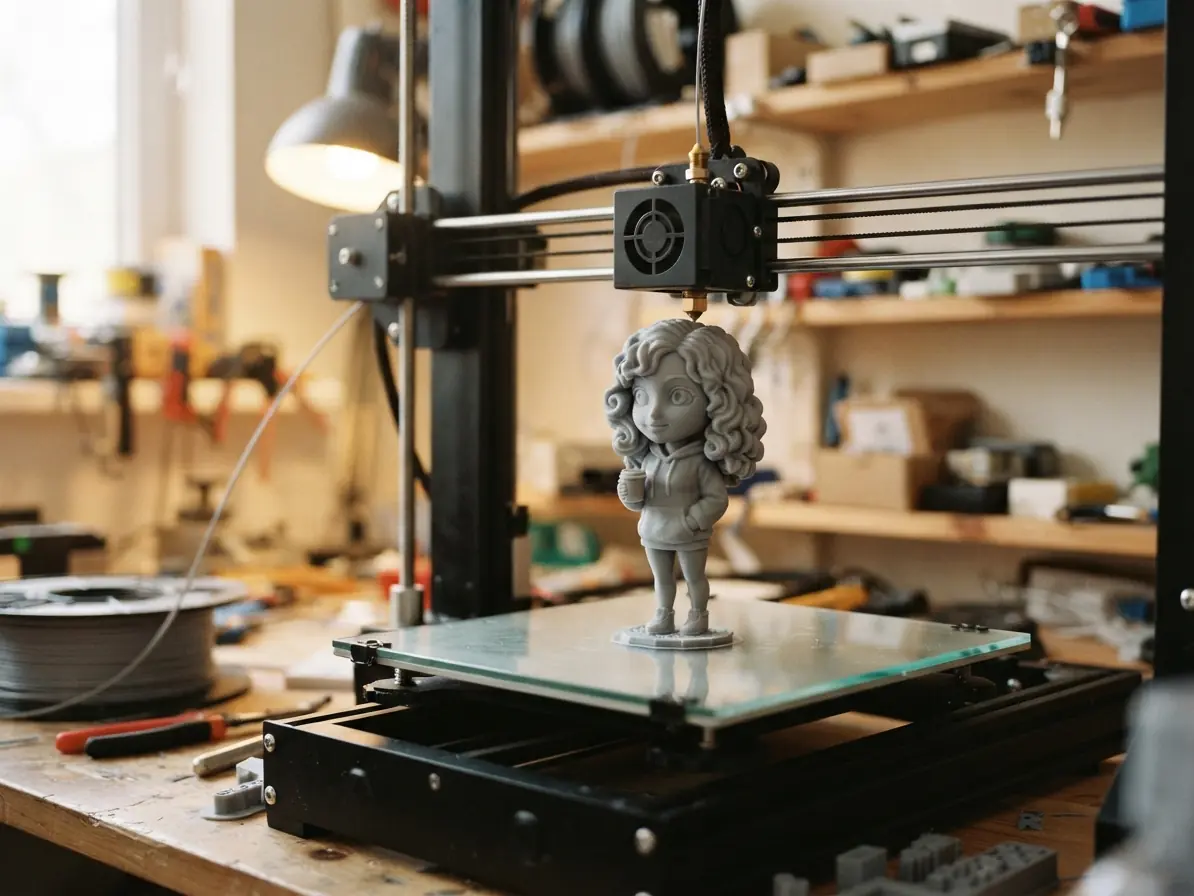 Фігурка з великою головою друкується з пластику на 3D-принтері