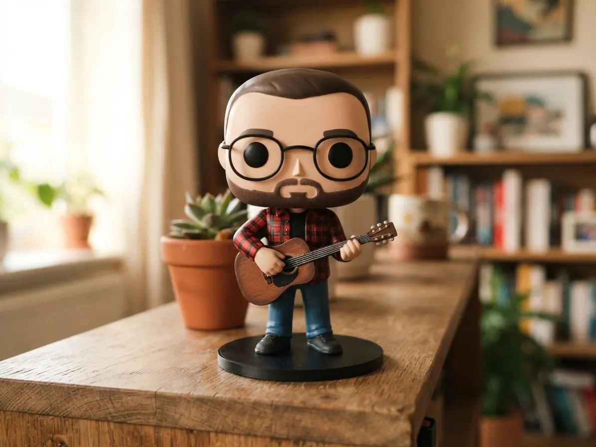 Фігурка в стилі Funko Pop — гітарист з бородою й окулярами