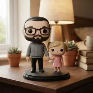 Фігурка тата з донькою в стилі Funko Pop